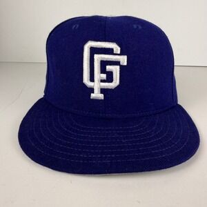 Vtg 90s New Era Great Falls Blue Dogers 100% Wool Made In USA Fitted Hat 7 3/8